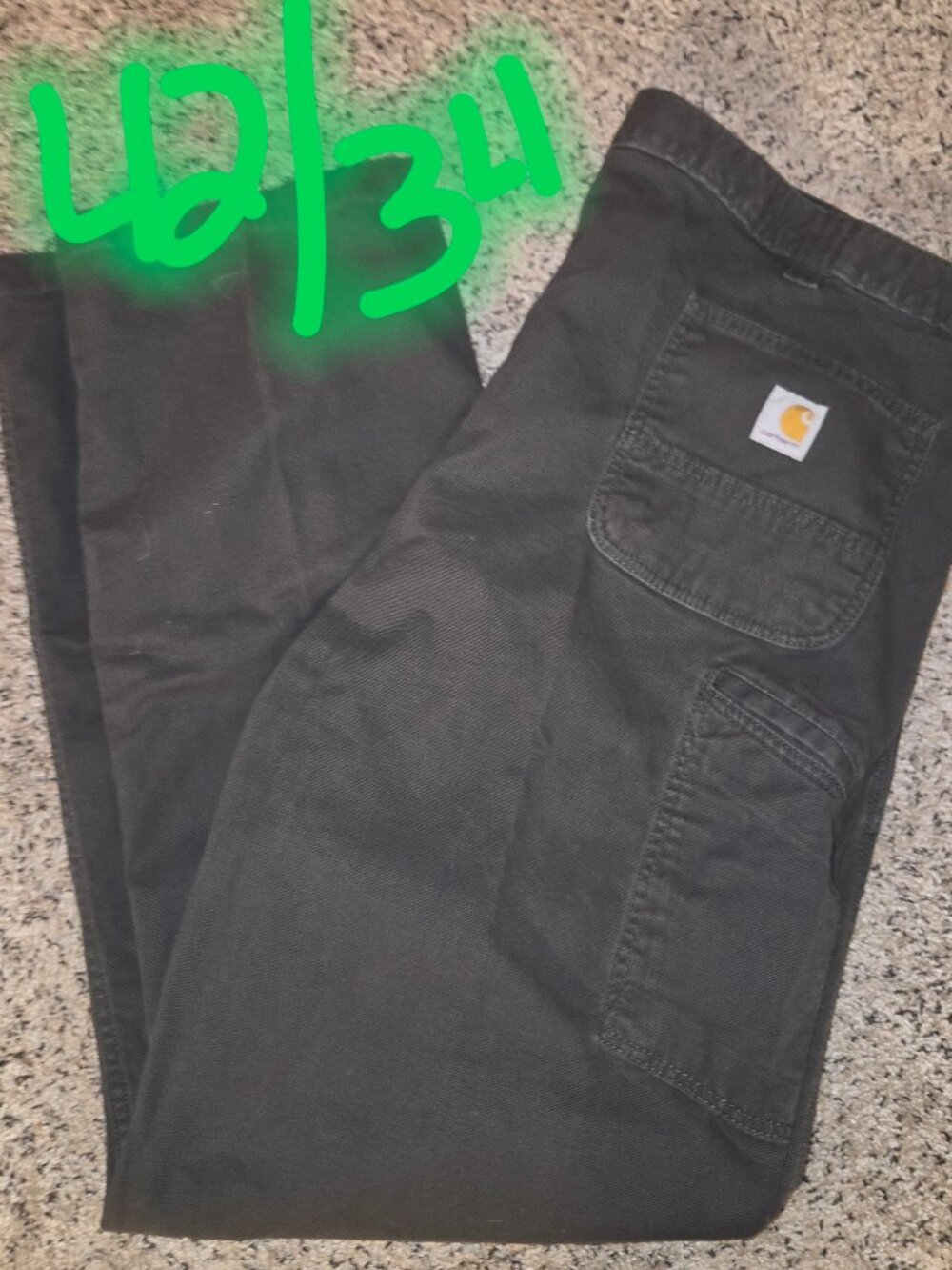 CARHARTT Rugged Flex Relaxed Fit MEN 42x34 Charcoal Canvas Work Pants